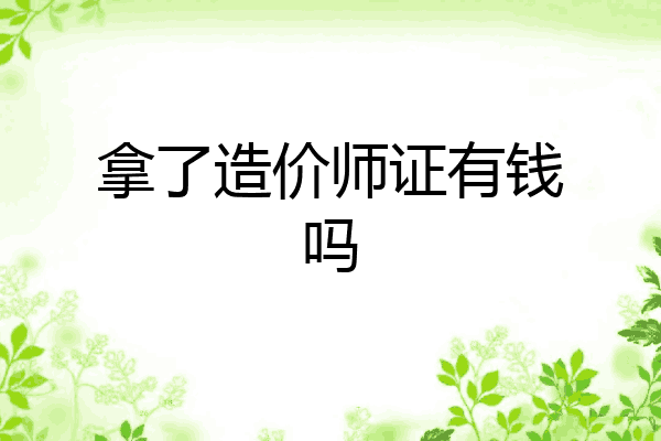 拿了造价师证有钱吗