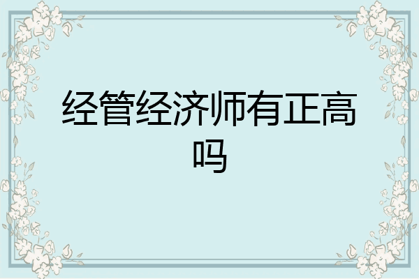 经管经济师有正高吗