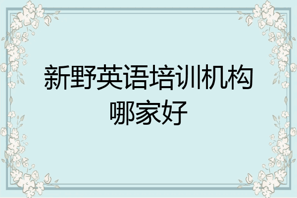新野英语培训机构哪家好