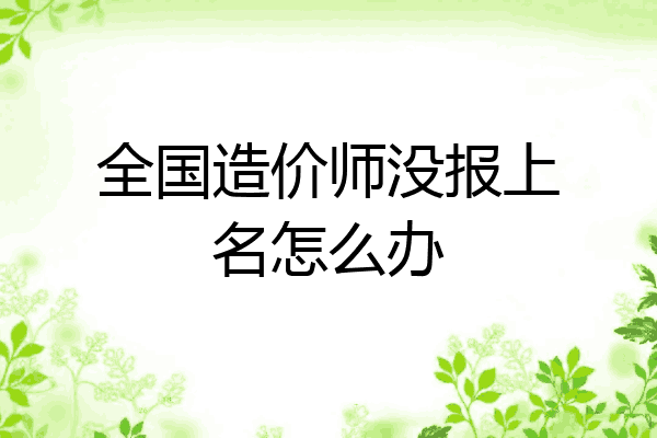 全国造价师没报上名怎么办
