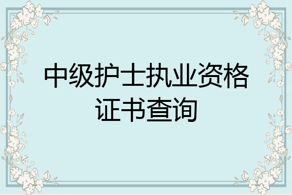 中级护士执业资格证书查询
