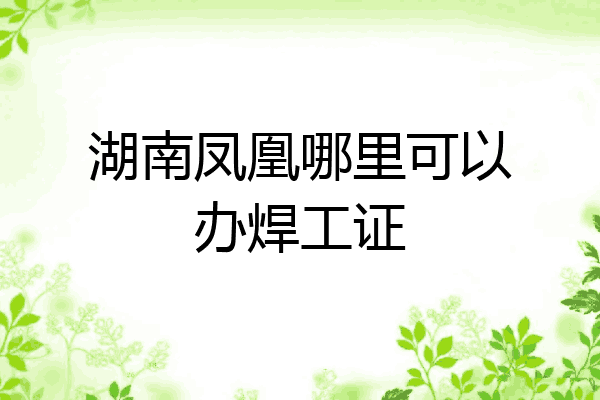 湖南凤凰哪里可以办焊工证