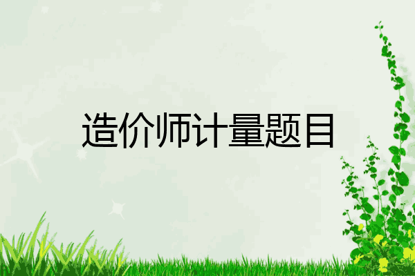 造价师计量题目