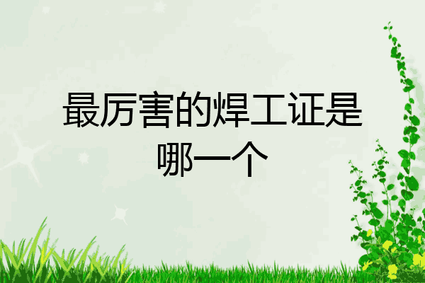 最厉害的焊工证是哪一个