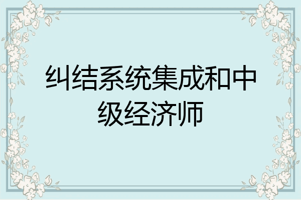 纠结系统集成和中级经济师