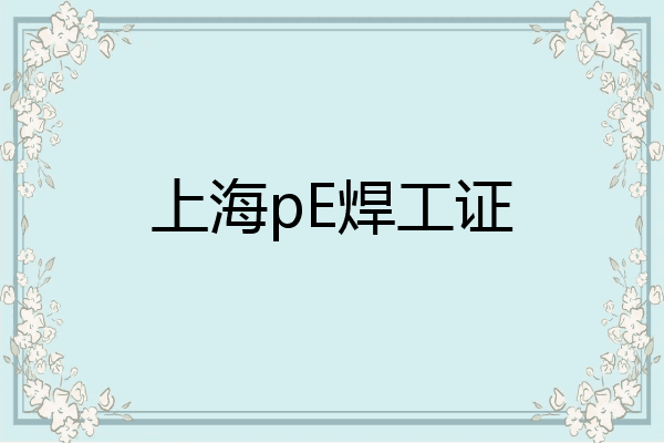 上海pE焊工证