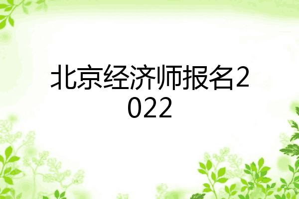 北京经济师报名2022
