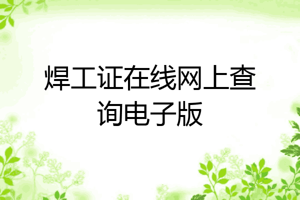 焊工证在线网上查询电子版