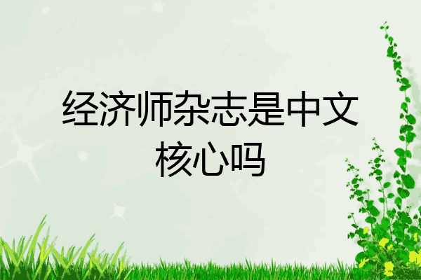 经济师杂志是中文核心吗