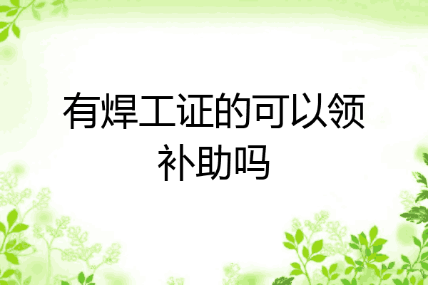 有焊工证的可以领补助吗