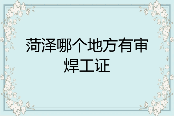菏泽哪个地方有审焊工证