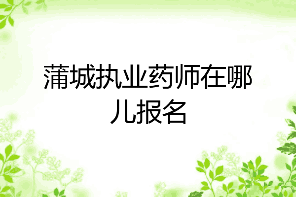 蒲城执业药师在哪儿报名
