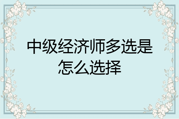 中级经济师多选是怎么选择
