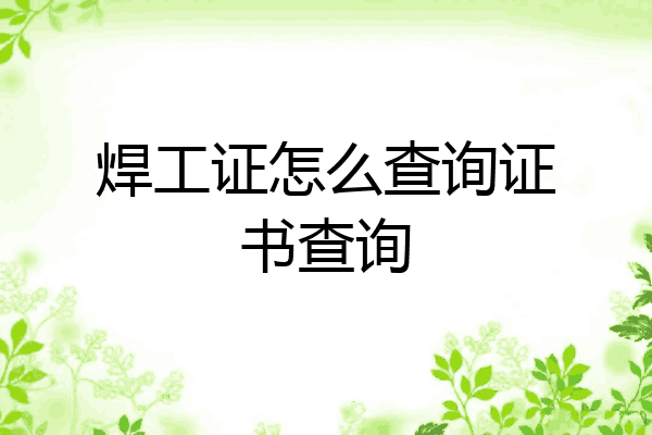 焊工证怎么查询证书查询
