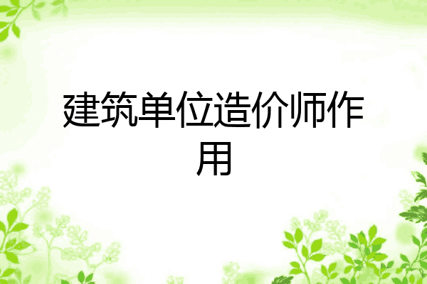 建筑单位造价师作用