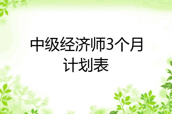 中级经济师3个月计划表