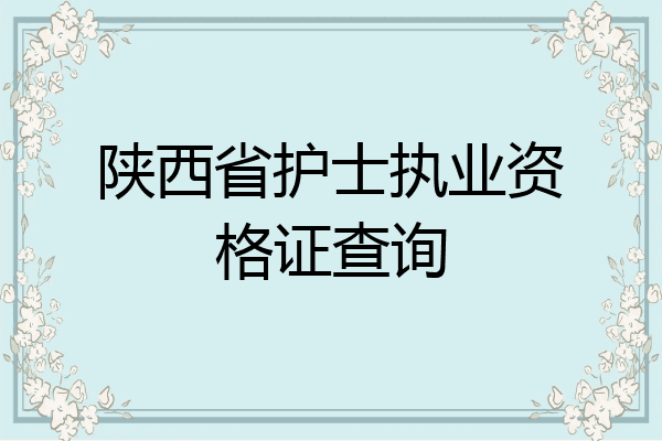 陕西省护士执业资格证查询