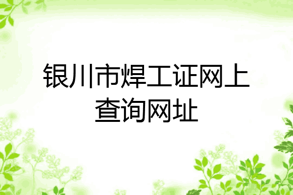 银川市焊工证网上查询网址