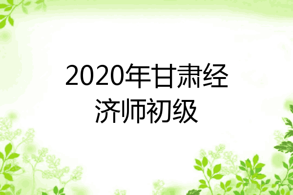 2020年甘肃经济师初级