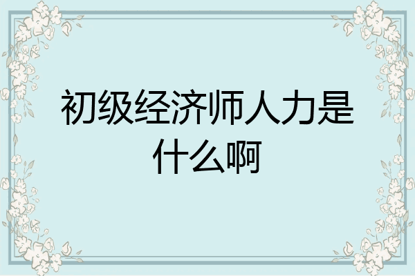 初级经济师人力是什么啊