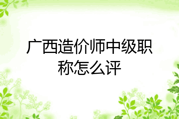 广西造价师中级职称怎么评