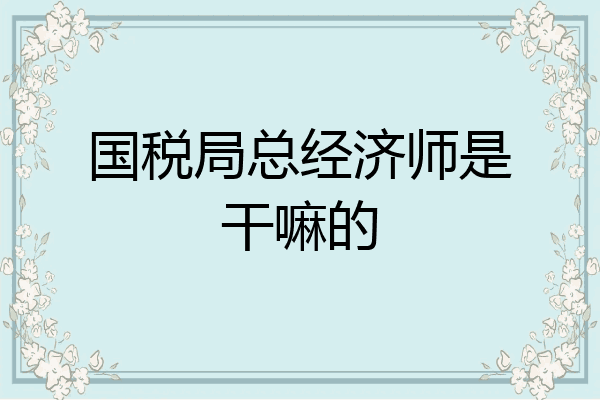 国税局总经济师是干嘛的