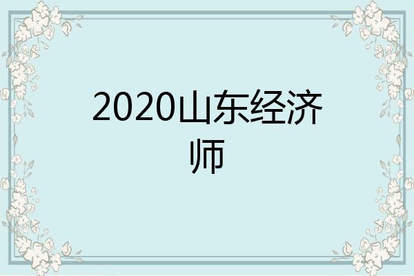 2020山东经济师