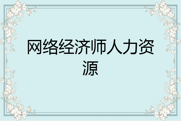 网络经济师人力资源