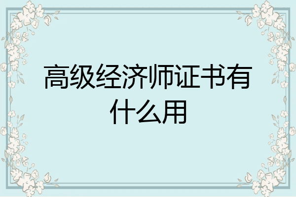 高级经济师证书有什么用