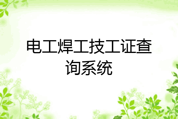 电工焊工技工证查询系统