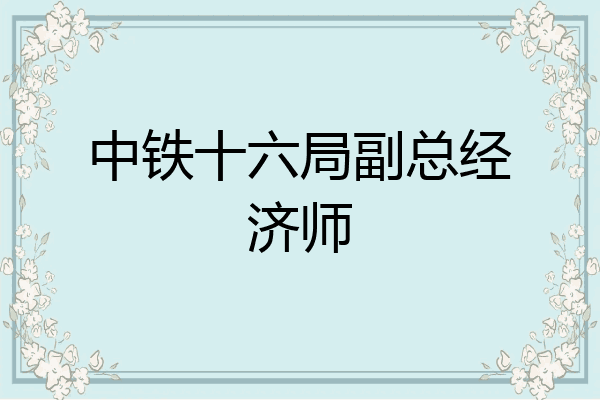 中铁十六局副总经济师