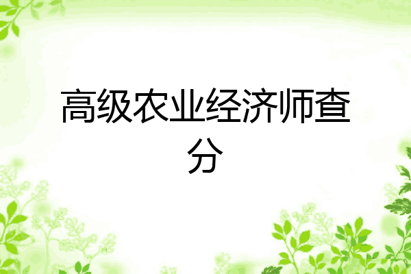 高级农业经济师查分