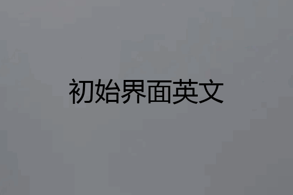 初始界面英文