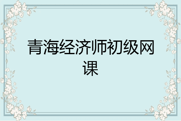 青海经济师初级网课