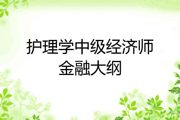 护理学中级经济师金融大纲