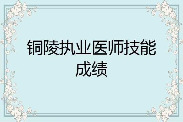 铜陵执业医师技能成绩