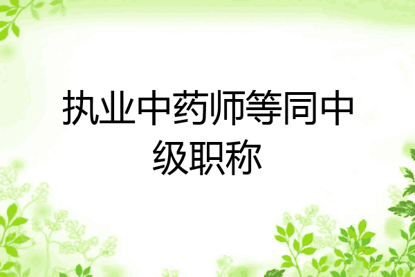 执业中药师等同中级职称
