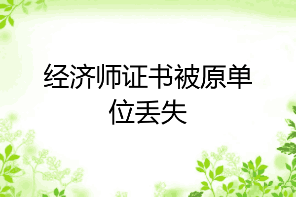 经济师证书被原单位丢失