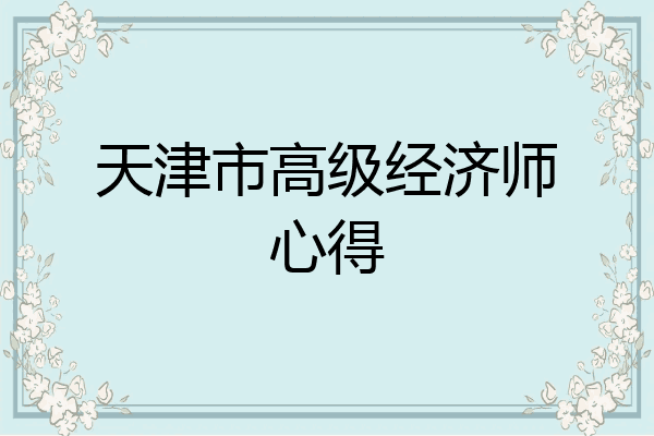 天津市高级经济师心得