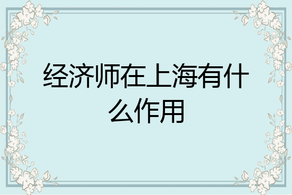 经济师在上海有什么作用