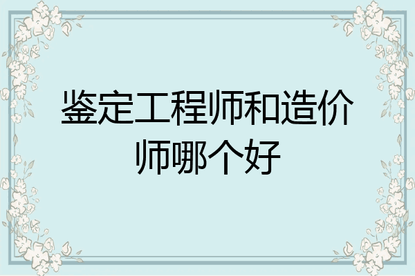 鉴定工程师和造价师哪个好