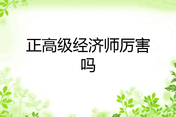正高级经济师厉害吗