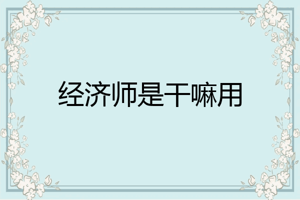 经济师是干嘛用