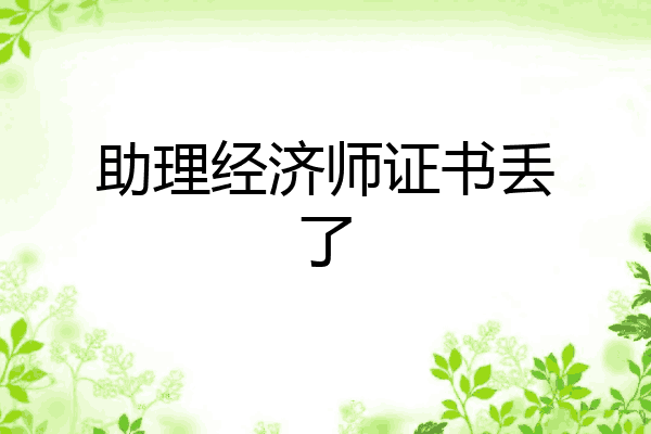 助理经济师证书丢了