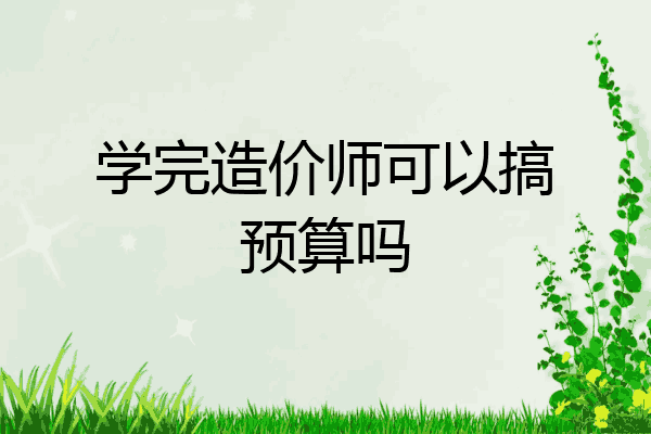 学完造价师可以搞预算吗
