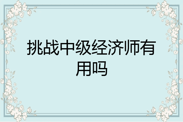 挑战中级经济师有用吗