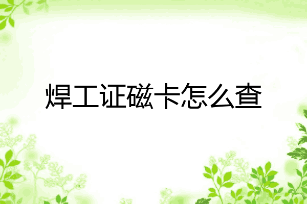 焊工证磁卡怎么查