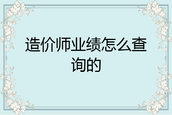 造价师业绩怎么查询的