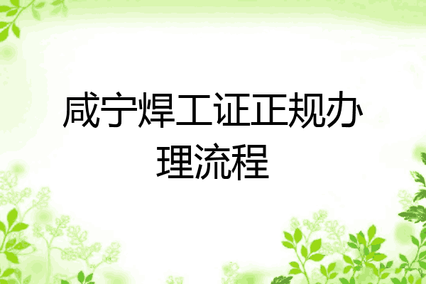 咸宁焊工证正规办理流程