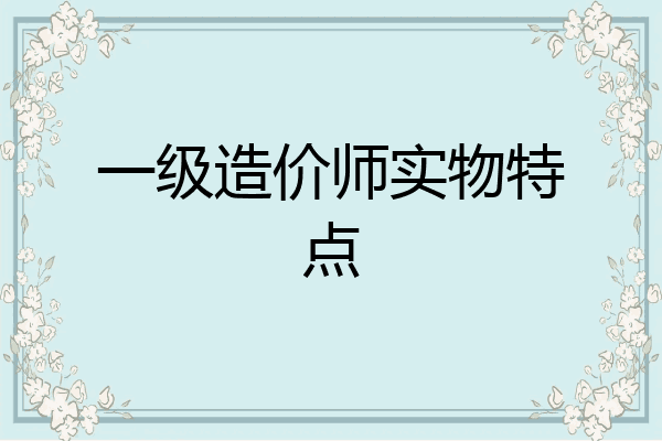 一级造价师实物特点